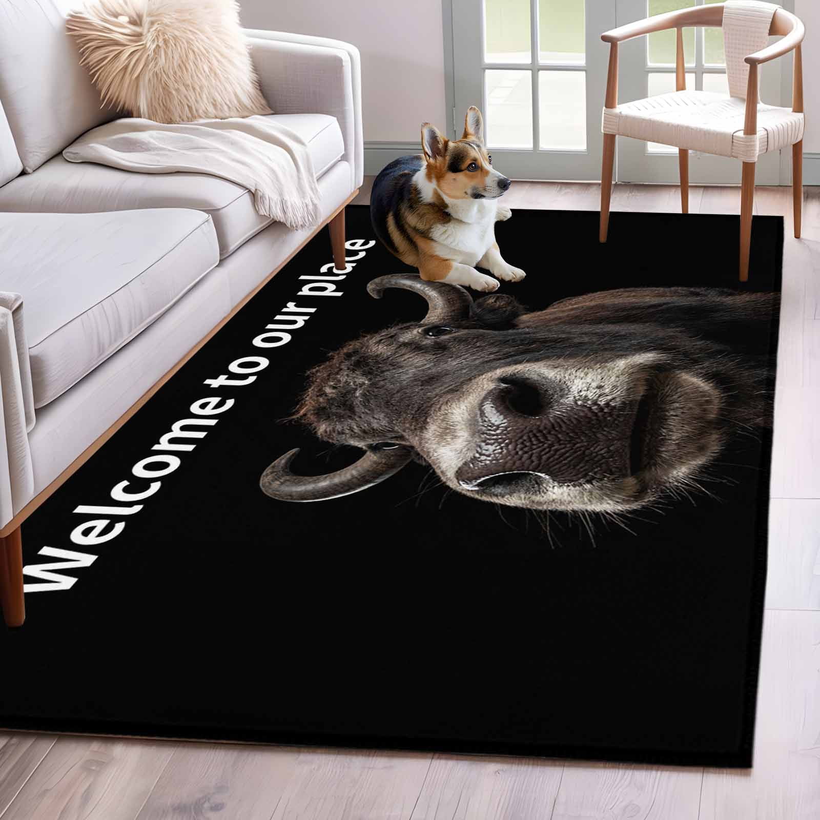 Funny Yak Area Rugs 4'x6', Washable Small Throw Rugs for Office ...