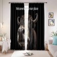 thumbnail image 1 of Funny Yak Blackout Curtains for Bedroom/Living Room, Pinch Pleated Black Out Curtains, Welcome To OUR Place Modern Retro Room Darkening Window Drapes with Hooks 2 Panels, 59"x70", 1 of 8