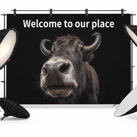 Funny Yak Photography Backdrop 7x5FT, Welcome to Our Place Photo Backdrops, Background for Photography Studio Photo Studio Background, Back Drop for Photoshoot