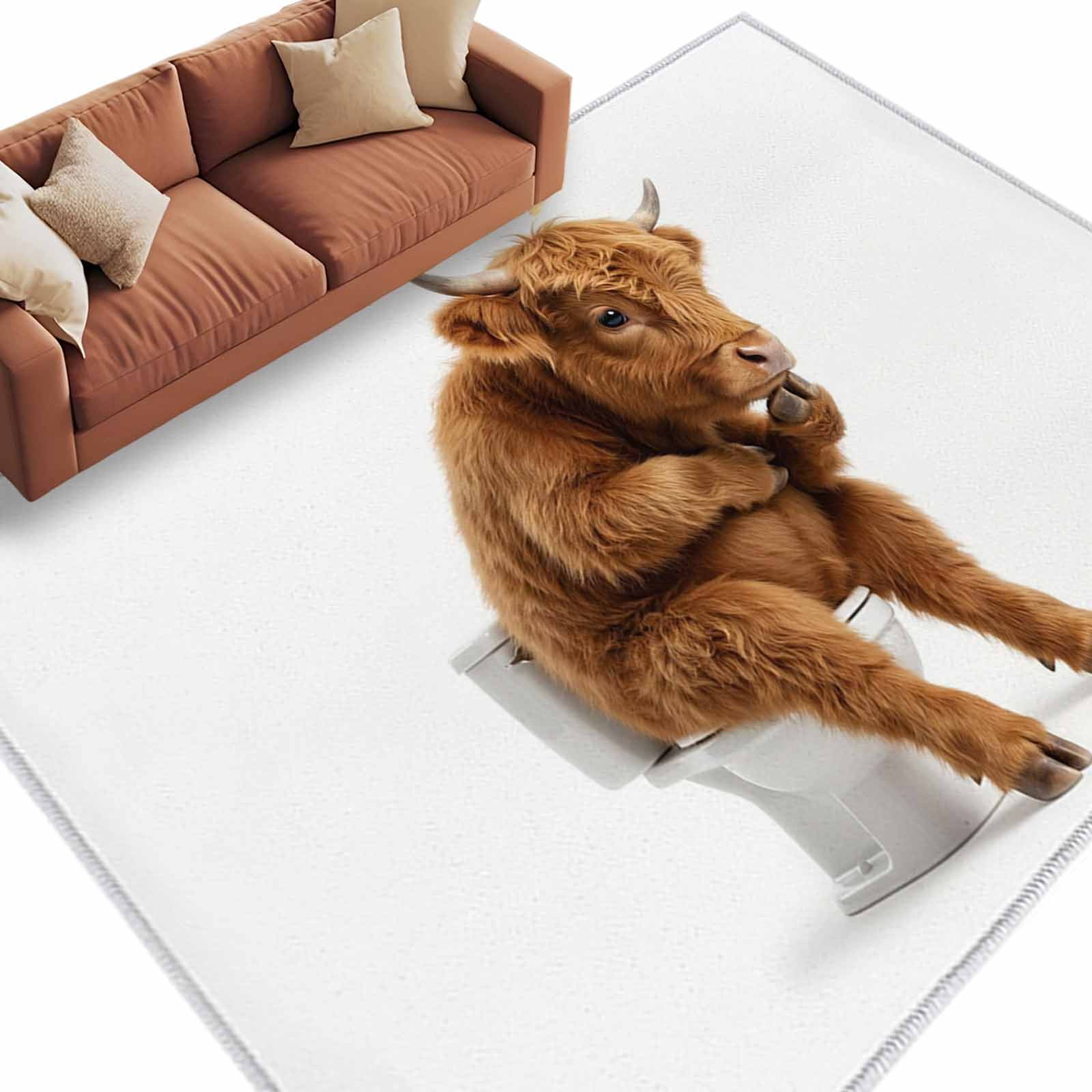 Stupid Rug Funny Yaks Area Rugs Collection 5'x7', Cute Art Fun Lovely Animals on ...