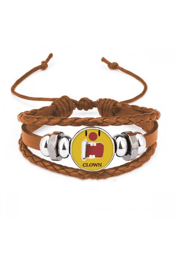 Funny Yellow Clown Emotion Laugh Bracelet Wristband Leather Jewelry Ornament