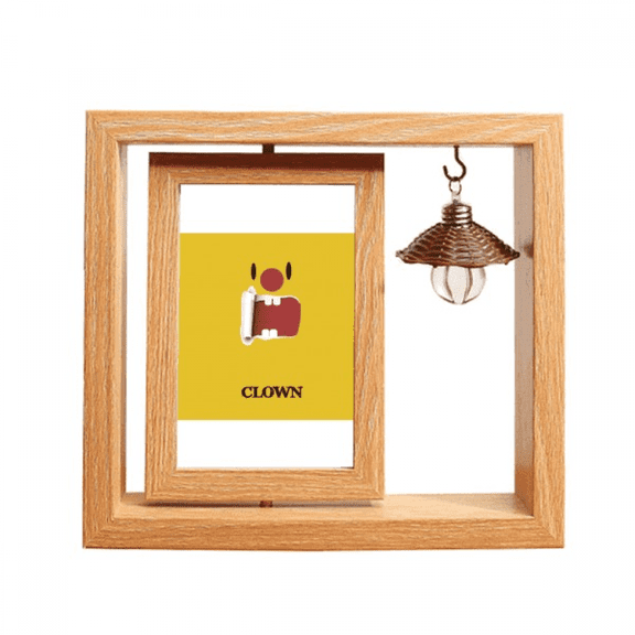 Funny Yellow Clown Emotion Laugh Wooden Rotating Picture Photo Frame 4x6