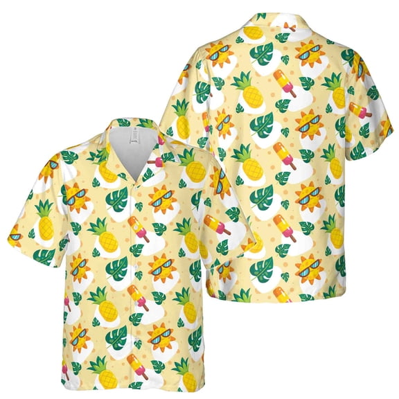 Funny Yellow Sun Pineapple Ice-Cream Hawaiian Shirt S-5XL