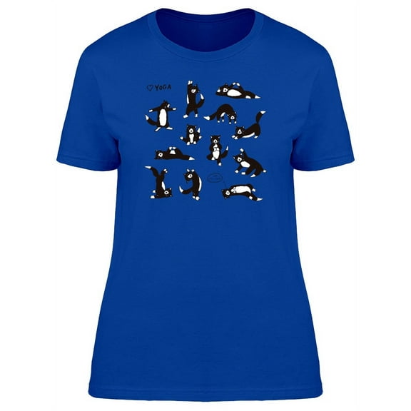Funny Yoga Cats Doodles T-Shirt Women -Image by Shutterstock, Female Small
