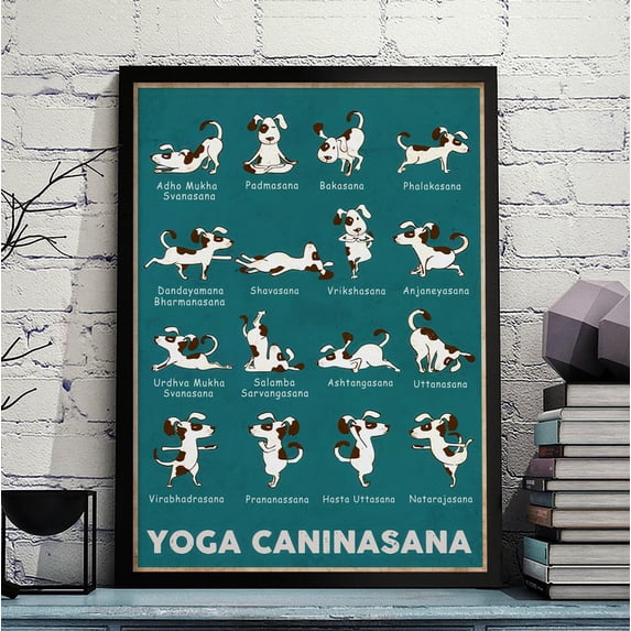 Funny Yoga Dog Poster For Meditation Room, Caninasana Wall Art, Cute ...