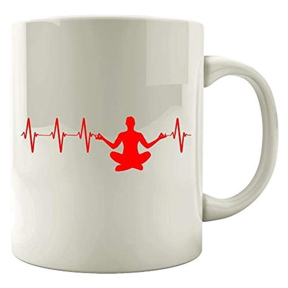 Funny Yoga 11 oz Coffee Mug - Humorous Meditation and Breathing Design White Ceramic Gift