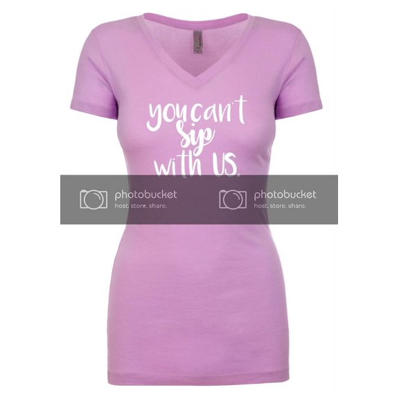 Funny You Can't Sip with Us Ladies Perfect Sporty V-Neck Short Sleeve T-shirt-Lilac-Small