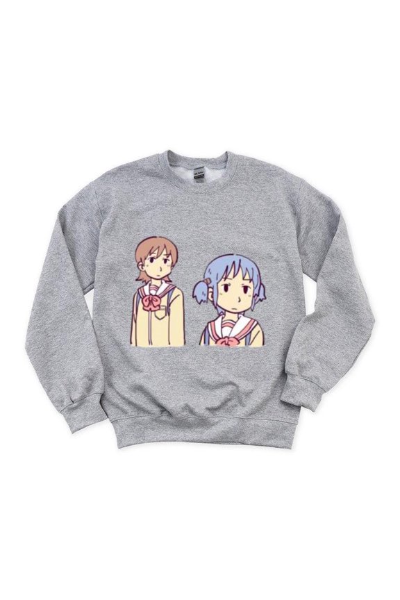 Funny Yuuko And Mio Meme Face Nichijou Anime Cute Girls Sweatshirt, for men & women, up to size 5XL