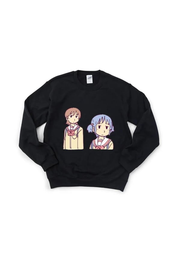 Funny Yuuko And Mio Meme Face Nichijou Anime Cute Girls Sweatshirt, for men & women, up to size 5XL