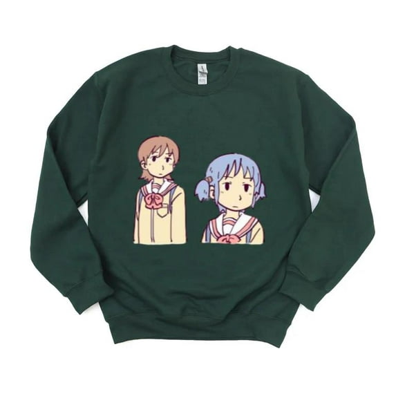Funny Yuuko And Mio Meme Face Nichijou Anime Cute Girls Sweatshirt, for men & women, up to size 5XL