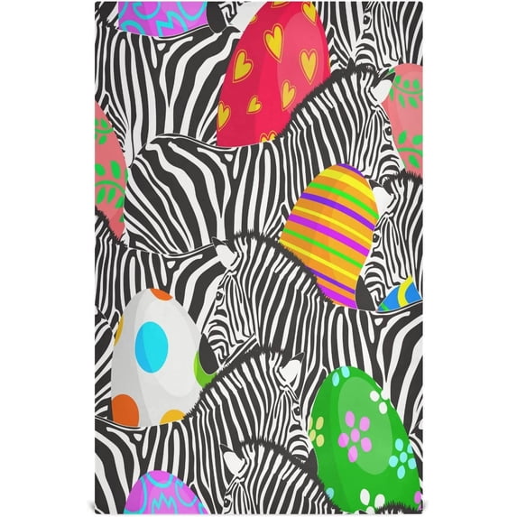 Funny Zebra Kitchen Tea Towels Set of 1 Absorbent Hand Dish Towels, Colorful Easter Eggs Dishcloths Lint-Free 18x28 Inch Fast Drying for Cooking Baking Home Clean