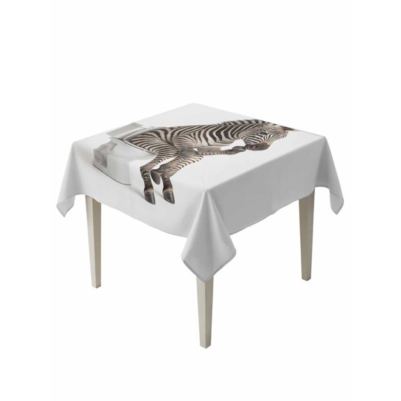 Funny Zebras Table Cloth, Waterproof Tablecloth for Square Tables, Cute Art Fun Lovely Animals on Toilets Reusable Washable Fabric Table Cover for Restaurant Kitchen Dining Tables 54"x54"
