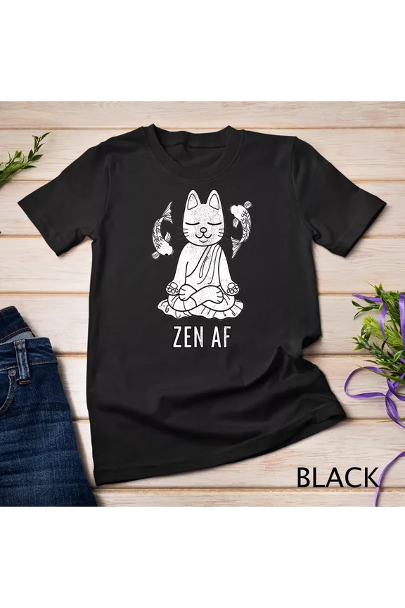 Funny Zen AF Cat In Yoga Pose Distressed Men Women Gift T-Shirt Unisex T-shirt up to size 5XL
