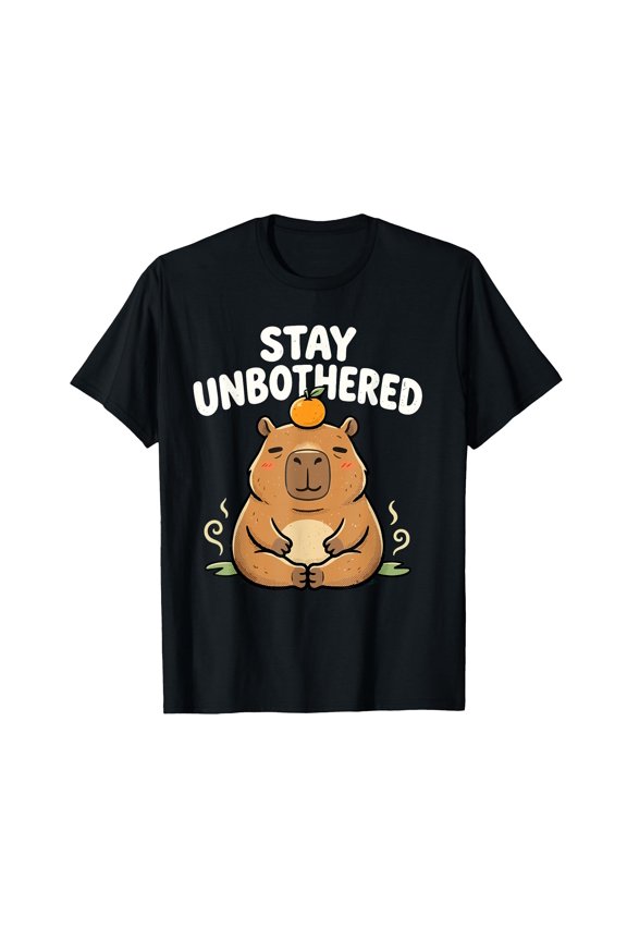 Funny Zen Capybara Stay Unbothered Cute Calm Animal Meme T-Shirt
