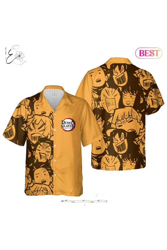 Funny Zenitsu Tanjiro Hawaiian Shirt Demon Slayer Anime Shirt for Men Women