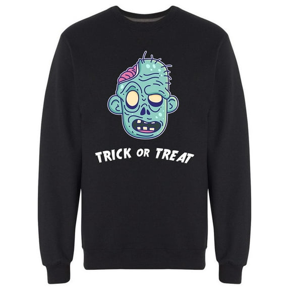 Funny Zombie Trick Or Treat Head Sweatshirt Men -Image by Shutterstock, Male XX-Large