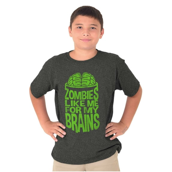 Funny Zombies Like Me For My Brains Boys Kids T Shirt Tees Tops Teen Brisco Brands XS