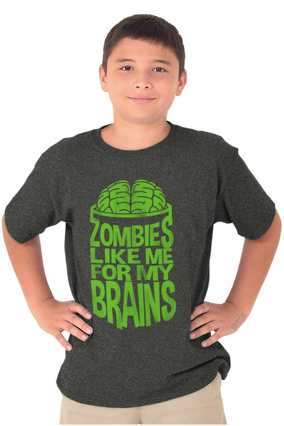 Funny Zombies Like Me For My Brains Boys Kids T Shirt Tees Tops Teen Brisco Brands XS