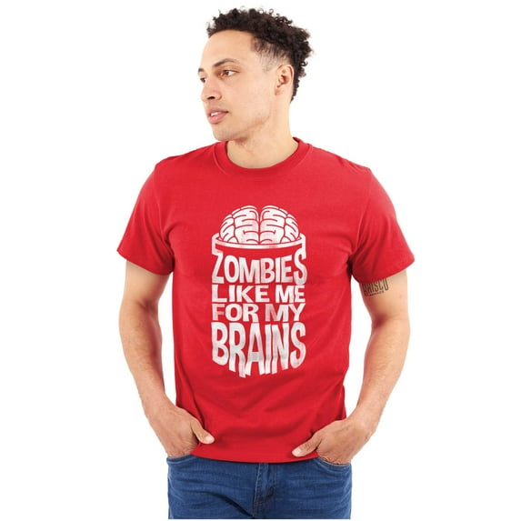 Funny Zombies Like Me For My Brains Men's Graphic T Shirt Tees Brisco Brands L