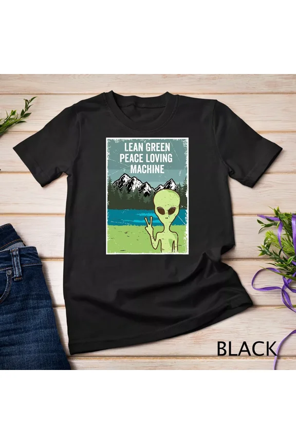 Funny alien live in peace nature lover retro earth day alien Unisex T-shirt, up to size 5XL