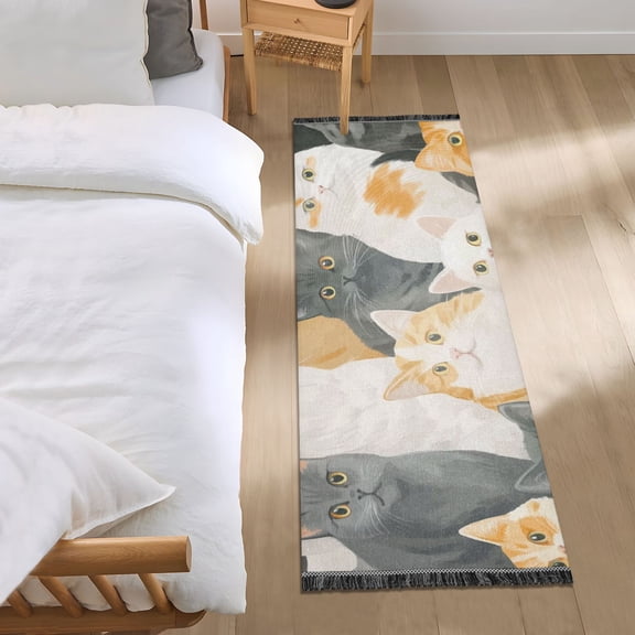 Funny and Cute Cats Bedroom Runner Rug 2'x 6' Non Slip Carpet Indoor Home Area Rug Living Room