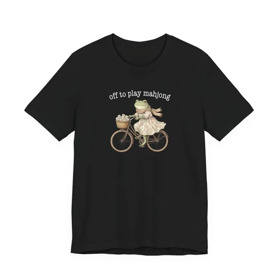 Funny animal shirt, Frog off to play mahjong t-shirt, funny gift