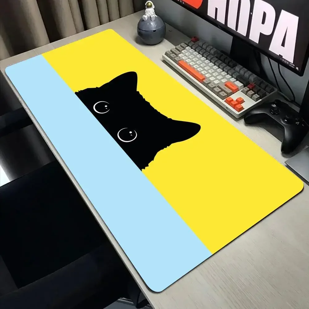 Funny black cat Mouse Pads Cute Cat Computer XXL Mausepad Company Desk ...