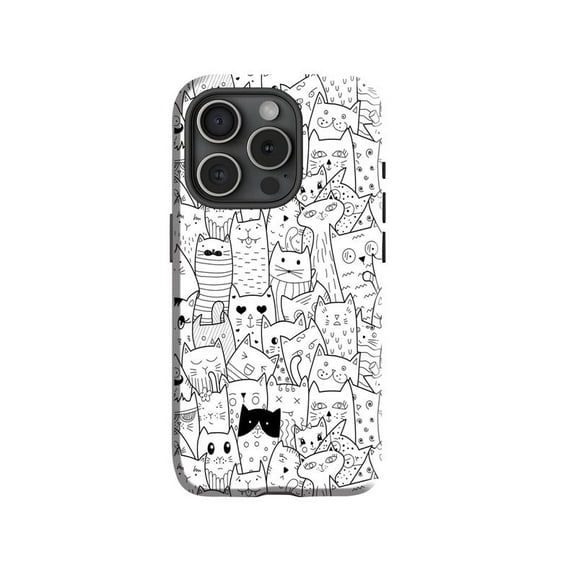 Funny cat lover phone case, adorable cute kitty playful cartoon design, iPhone 17 to 11 Pro Max