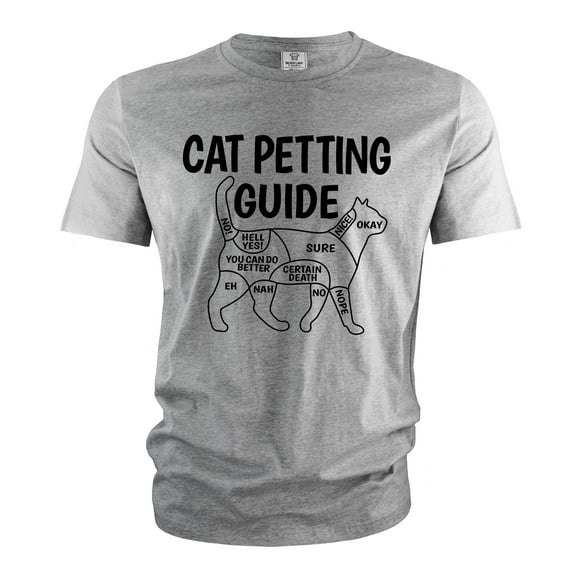 Funny cat petting guide T-shirt Cat lover Pet tee shirt cat person birthday gift Wife mom shirts (Small Grey)