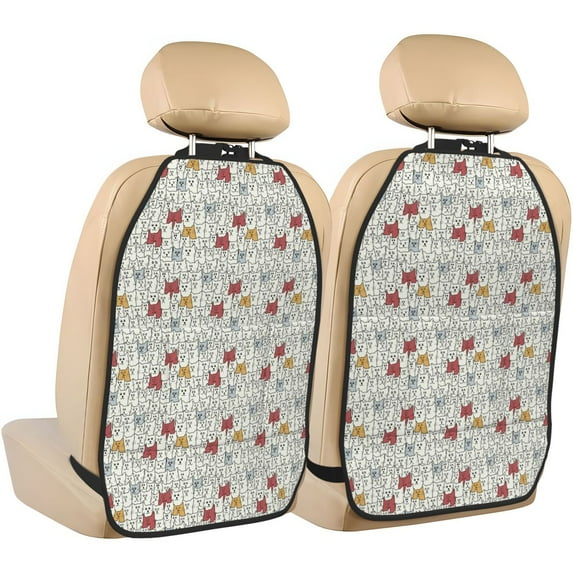 Funny cat white Mats Back Seat Protectors, Car Seat Protector Vehicle Organizers Waterproof Cover Back Seat Cover for Kids with 3 Storage Pockets 2 Pack
