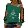 thumbnail image 1 of Funny christmas shirts Off Shoulder long sleeve shirts for women Elegant Lace Blouse Casual Loose Fit Top For Daily Wear Comfortable Stretch Soft Fabric Fashion Basic Tee, 1 of 4