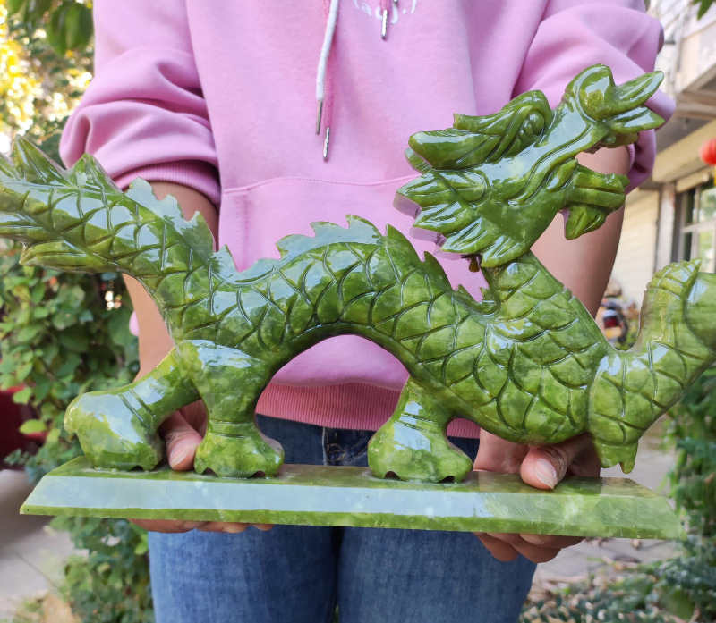 Funny crystal  healing Huge green jade dragon carving carved, Crystal , Handmade Raw Stone  jade dragon Gem Chakra Quartz Crystal