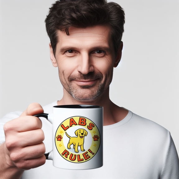 Funny dog mug labs rule relatable puppy doggy minimalist hilarious cute coffee tea mug gift for men women him her labrador retriever