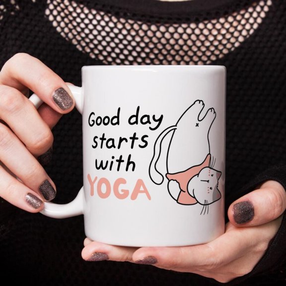 Funny eramic Mug, Yoga offee Mug, Cute Kawa up, Mindfulness Meditation Gift, t Lover Tea Mug