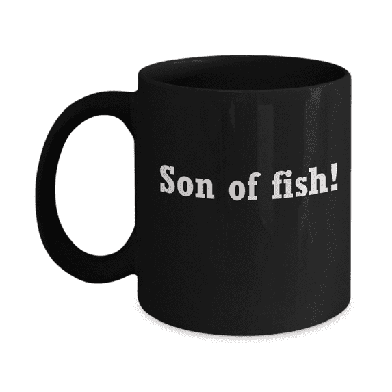 Funny fishing coffee cups -Son of fish -Funny Christmas Gifts -Black Porcelain Coffee Mug 11 oz