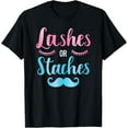 thumbnail image 1 of Funny gender reveal lashes or staches baby party supplies T-Shirt100% pure cotton, 1 of 5