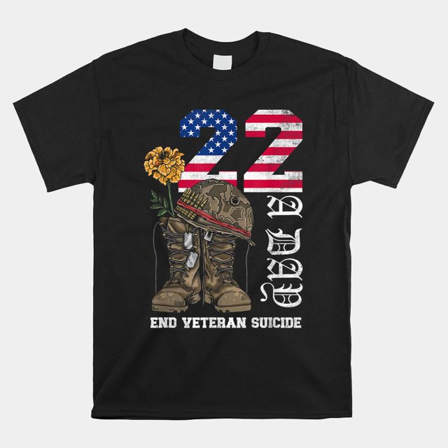 Funny graphic print and letters, Veteran 22 A Day Take Their Lives End
