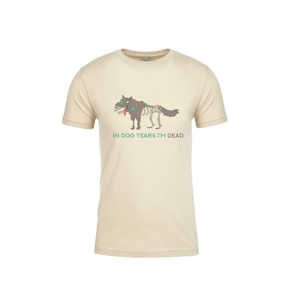 Funny in Dog Years I'm Dead Adult Unisex Short Sleeve T-Shirt-Cream-XL
