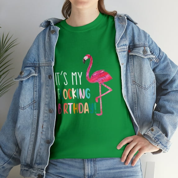 Funny it's My Birthday Pink Watercolor Flamingo T-Shirt