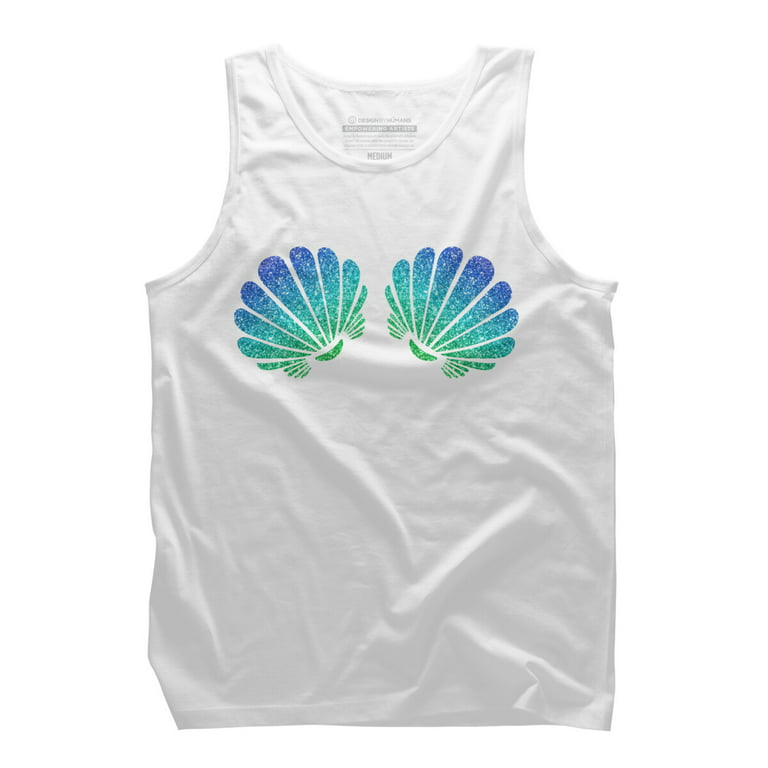 Funny mermaid sea shell bra halloween costume gift Mens White Graphic Tank  Top - Design By Humans 2XL 