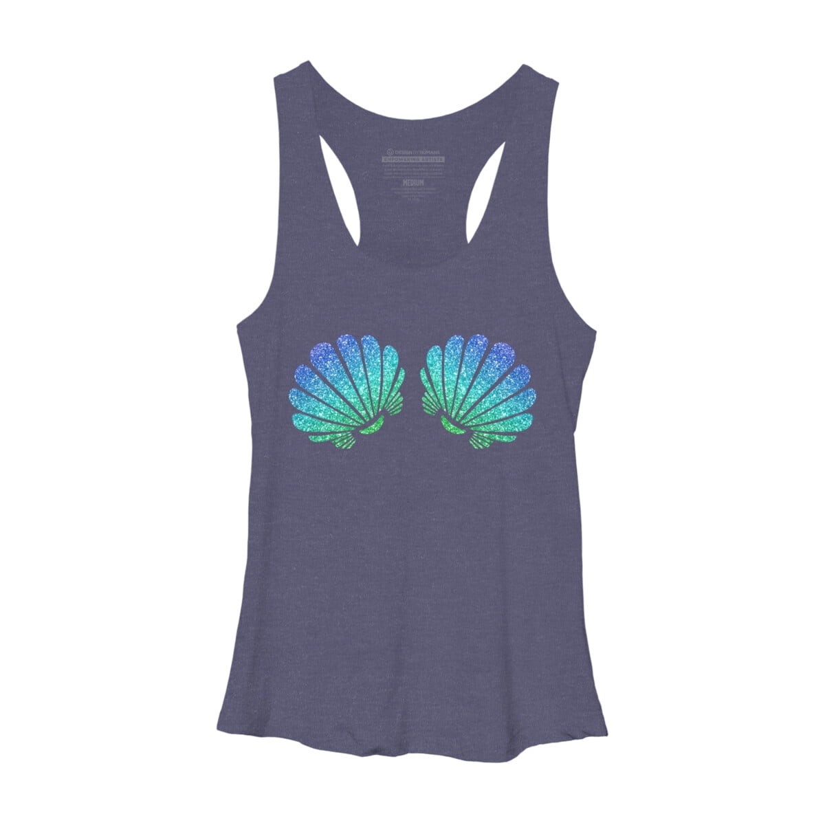 Womens Purple Blue Mermaid Sea Shell Bra Costume Tank Top Womens Purple Blue Mermaid Sea Shell Bra Costume Tank Top