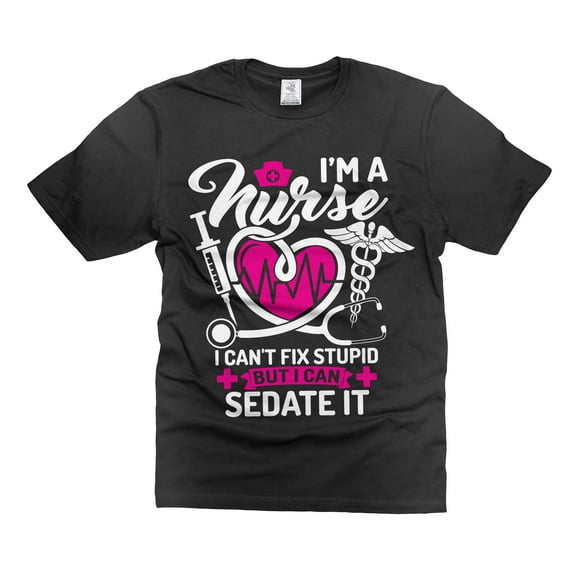 Funny nurse shirt nurse joke tee funny saying T-Shirt Nurse Humorous Tee For Her Women Mom (4X-Large Black)