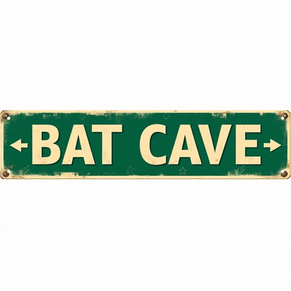 Wall Decor 16*4 inches "BAT CAVE Arrow" Vintage Rustic Style tin signs