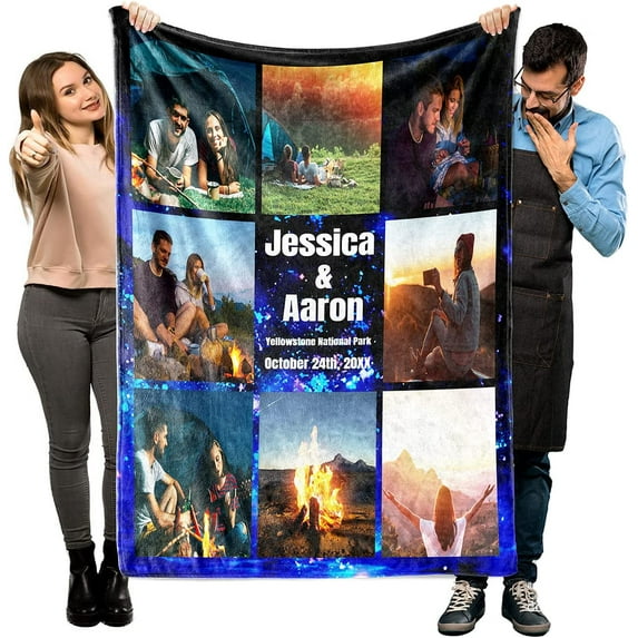 FunnyArt Personalized Customized Throw Blankets with Pet Picture and Text for Lover and Best Friends, Flannel Throw Blanket with Photo as a Gift. (1 Photo, 32”X 48“(80X120cm)) Blankets