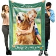 thumbnail image 1 of FunnyArt Personalized Customized Throw Blankets with Pet Picture and Text for Lover and Best Friends, Flannel Throw Blanket with Photo as a Gift. (1 Photo, 32”X 48“(80X120cm)) Blankets, 1 of 5