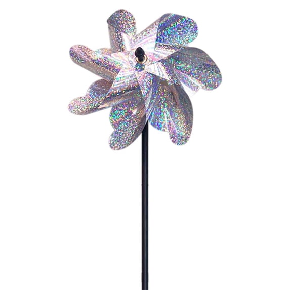 FunnyBeans 6 Pack Reflective Pinwheels with Stakes, 18 Inch Garden Pinwheels Spinners, Pinwheels for Yard and Garden