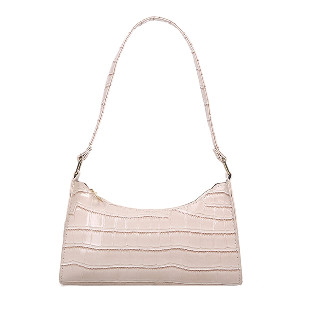 Funnybeans Bag Crocodile Effect Retro Faux Leather Classic Clutch Shoulder Purse Handbag for Women (Pink), Women's, Size: Large