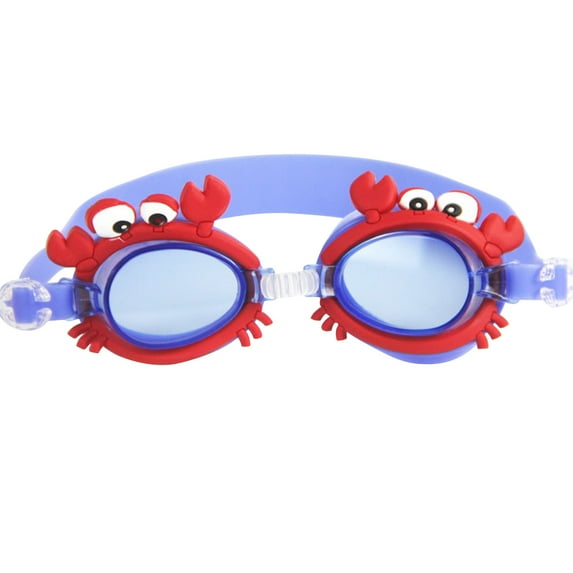 FunnyBeans Kids Cartoon Swim Goggles, Toddler Swimming Goggles for Boys Girls Children Age 3-12 (Red Crab)