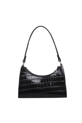 Retro Classic Clutch Shoulder Bag with Zipper Closure for Female, Black