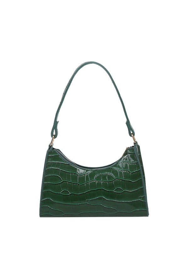 Retro Classic Clutch Shoulder Bag with Zipper Closure for Female, Green